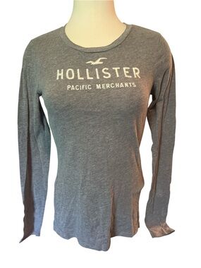 Hollister Gray Long Sleeve Logo Tee